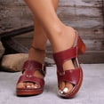 thumbnail image 2 of Sandales à Talons Épais Découpées pour Femmes, Bride à Boucle Ajustable, Mules à Bout Ouvert, Chaussures à Enfiler Rétro pour Robe, Rouge, Taille 6, 2 of 8