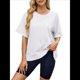 thumbnail image 2 of Camisetas de Gran Tamaño para Mujer, Cuello Redondo, Corta, Blusas Casuales de Verano, Blusas Holgadas de Corte Alto XXL, 2 of 10