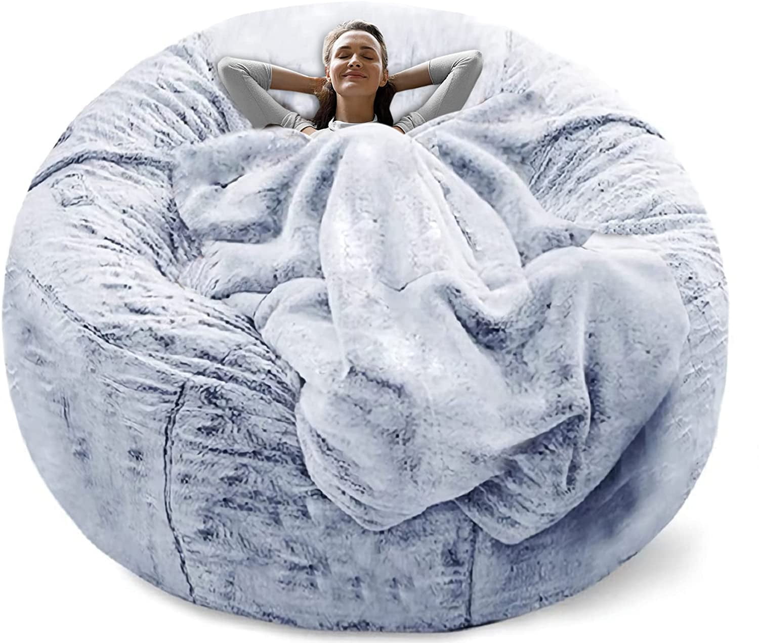 RAINBEAN Bean Bag Chair Cover Sofa Cover Plush Comfortable Casual Round