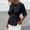 Black, variant on Women's Round Neck Peplum Blouse, Short Sleeve Elastic Waist-Cinched Casual Top Blue M