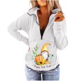 thumbnail image 1 of Sudadera con cuello en V para mujer, bonita sudadera recortada con cremallera para entrenamiento, Tops de Acción de Gracias para mujer Pompotops FGAJ19734, 1 of 5