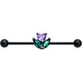 thumbnail image 3 of Body Candy Womens 14G 316L Stainless Steel Black Helix Cartilage Earring Purple Love Flower Mens Industrial Barbell 1 1/2, 3 of 5