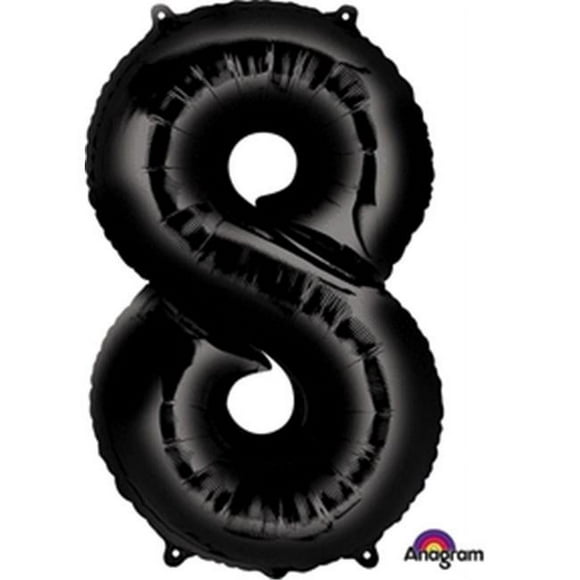Anagram 66593 34 in. Number 8 Black Super Shape Foil Balloons