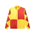 thumbnail image 4 of TiaoBug Mens Horse Racer Costume Satin Jackets Contrast Checkerboard Outerwear Halloween Party Fancy Dress Yellow&Red M, 4 of 7