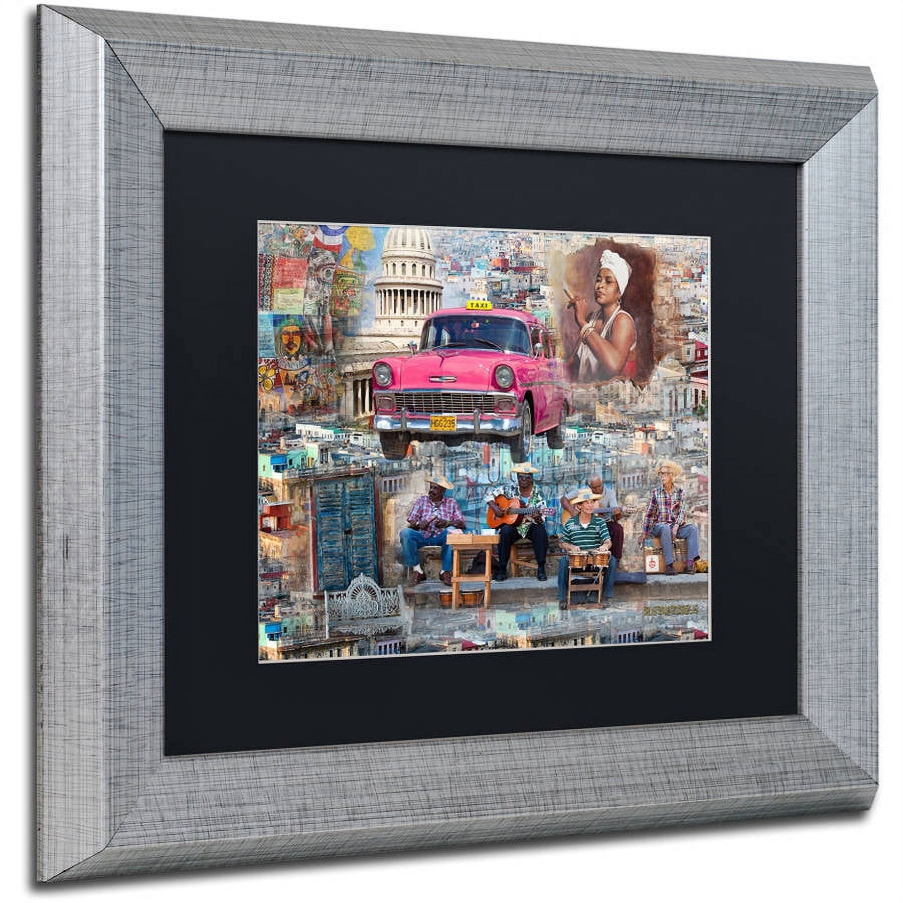 Trademark Fine Art "Pink Chevy in Havana" Canvas Art by Alberto Lopez, Black Matte, Silver Frame