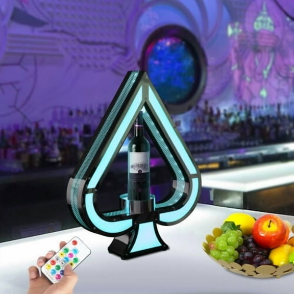Miumaeov LED Lighted Liquor Bottle Display Stand Ace Of Spades Wine Holder Bottle Presenter Bar Shelf