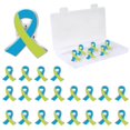 thumbnail image 1 of Alfileres de concientización sobre el cáncer cufieovh de color verde lima y azul claro x20, 1 of 7