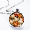 thumbnail image 2 of Thanksgiving Pumpkin Glass Circular Pendant Necklace - Dazzling Jewelry for Women, 2 of 5