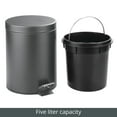 thumbnail image 6 of mDesign Small 1.3 Gallon Round Metal Step Trash Can, Liner/Handle - Dark Gray, 6 of 8