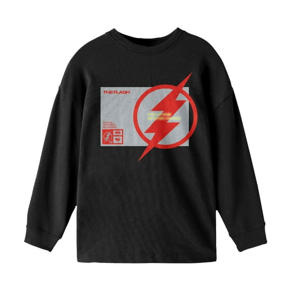 Flash Saving The Future And The Past Youth Black Long Sleeve Shirt