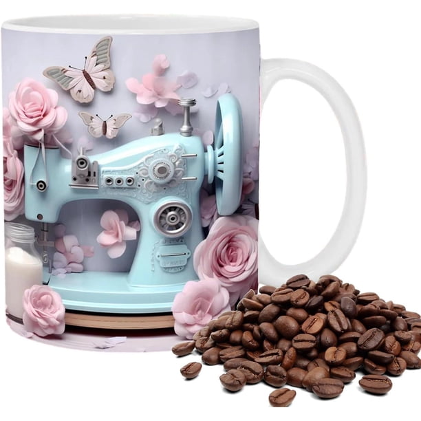 Taza para máquina de coser 3D - Tazas multiusos de diseño creativo - Tazas de café de cerámica novedosas - Taza de café de costura divertida, Regalos de costura para cumpleaños