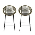 thumbnail image 3 of Christopher Knight Home Modern 28.5" Outdoor Faux Wicker Bar Stools, Metal Frame, Green, Set of 2, 3 of 9