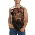 thumbnail image 2 of Lsque Oil Painting Style Iceberg Yak Print Men's Cotton Blend Sleeveless Muscle Shirts (S-3XL)- Moisture Wicking, Odor Protection, UPF 30+,Small, 2 of 8