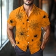 thumbnail image 2 of WTOBBY Men's Halloween Printed Short Sleeve Shirt Casual Loose Fit Party Graphic Tee Cotton Blend Breathable Top for Festival Costume Holiday Celebration,Saffron M, 2 of 6
