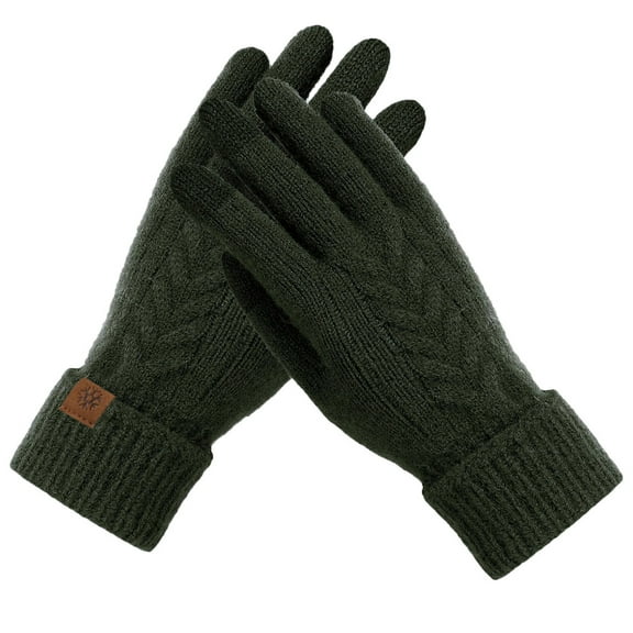 Aloohaidyvio Womens Winter Gloves, Warm Fleece Lined Winter Gloves, Touchscreen Gloves, Elastic Cuff Knit Wool Gloves for Women