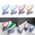 thumbnail image 3 of Leaf Shape Soap Cleaning Sponge Holder Drain Box Soap Drying Stand Rack with Suction Cups, 3 of 9