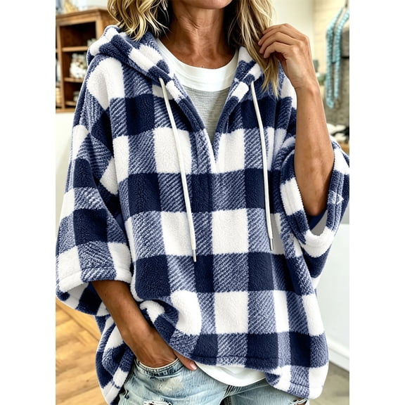 FchengtaiS Womens Sherpa Fleece Oversized Hoodies Fuzzy V Neck Sweatshirts Comfy Fluffy Warm Pullover Top