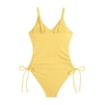 thumbnail image 5 of MSJUHEG High Cut Swimsuit,High Waisted Bikini Sets for Women,Full Coverage Slimming Swimwear,Swimsuits for Women 2025,Tummy Control Bathing Suits,Tie Side,Womens One Piece Swimsuits Yellow S, 5 of 5