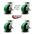 thumbnail image 2 of 8 Inch Heavy Duty Green Poly on Cast Iron Caster Set with Brake and Swivel Lock, 2 of 2