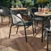 (4 pack) BizChair Lila Indoor/Outdoor Stacking Rattan Patio Chairs, Set of 2, Gray