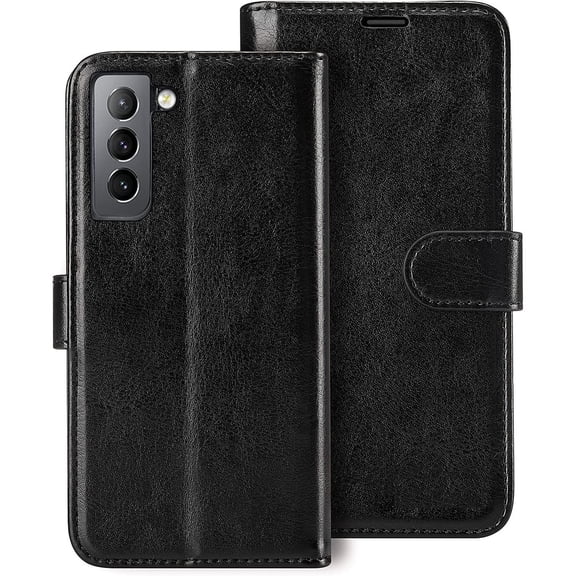Book-Style Leather Folio Wallet Case for Samsung Galaxy S23 - Black