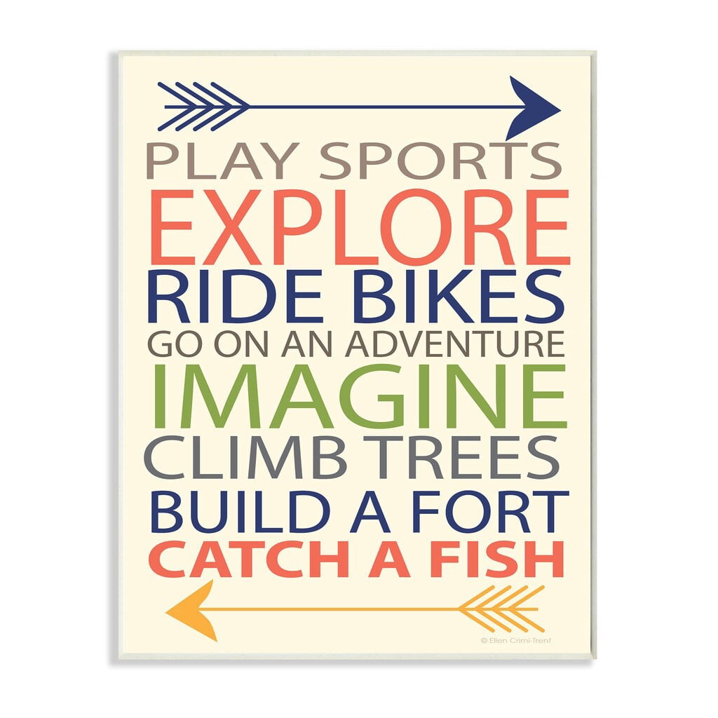The Kids Room by Stupell Typography Art Wall Plaque, A Kid's To-Do List With Arrows Wall Plaqueby Ellen Crimi-Trent