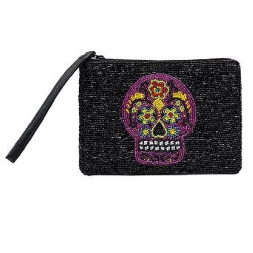 Purple Tattoo Candy Sugar Skull Floral Heart Striped Gothic Handbag Tote Bag 