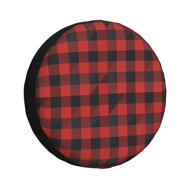 Fotbe Red Black Plaid Funda de Llanta de Repuesto con Estampado, Engrosada, Ajuste Universal para Jeep, Remolque, RV, SUV, Camión-14 inch