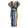 thumbnail image 4 of Jusqu'à 65 % de Rabais! Robes d'Été Mode pour Femmes 2024 Grande Taille Décontractées Amincissantes Imprimées à Col en V à Manches Courtes Moulantes Longues Robes, 4 of 6