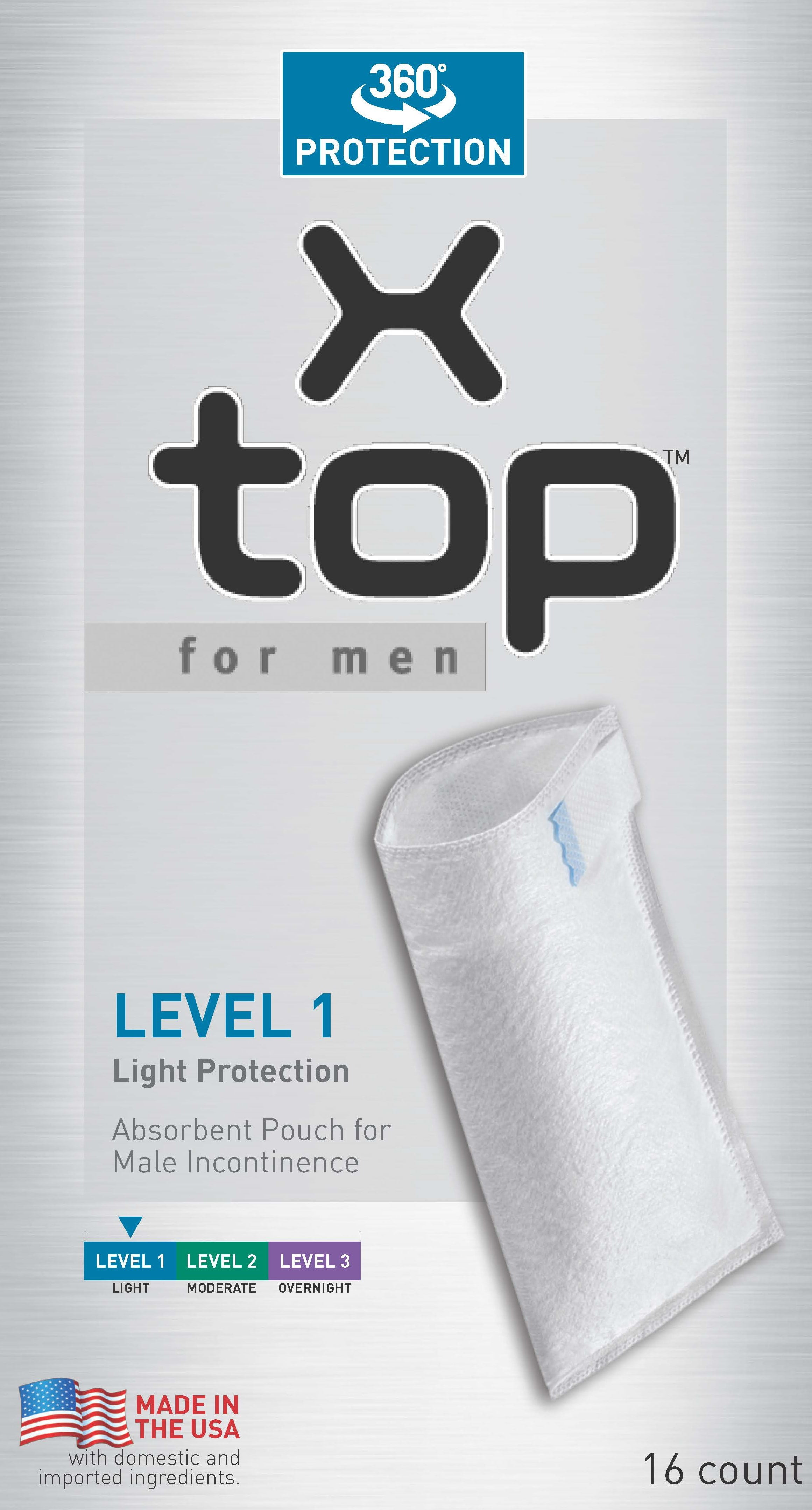 Xtop for men Level 1 Light Protection Male Incontinence Pouch 16 Count