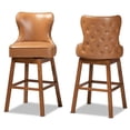thumbnail image 5 of Bowery Hill Tan Brown Finished Wood 2-Piece Swivel Bar Stool Set, 5 of 9