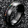 thumbnail image 3 of 8mm Mens Black Tungsten Rings Inlaid with Imitated Meteorite Crushed Opal Polished Finish Comfort Fit Size 7-12, 3 of 5