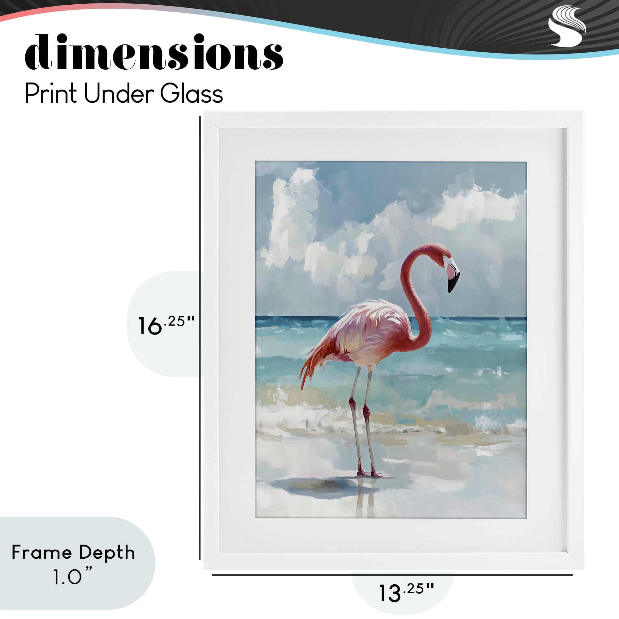 Stupell Industries Flamingo At Shore White Framed Print Under Glass, design by The Prints Vibe