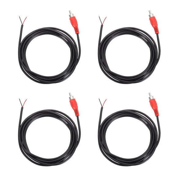 6.6FT RCA to Bare Wire Speaker Cable, 22AWG Replacement Red RCA Male Plug to Open End Pigtail Audio Cable Connector Adapter for Amplifier, Home Audio Speakers, Pack of 4