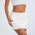 thumbnail image 4 of Sequin Skirt for Women-Stretchy Bodycon Night Out Party Shine Sparkly Mini Skirts White M, 4 of 7