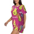 thumbnail image 2 of Bingfone Pink Green Avocado Print Pajamas Sets for Women Soft Short-Sleeved Pjs with Lounge Shorts Two Piece Sleepwear, 2 of 8