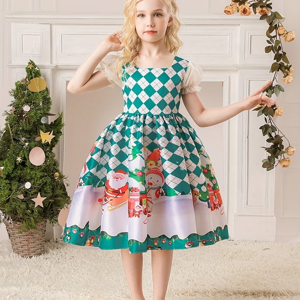 Vestido De Estilo Navideño Para Niñas, Vestido De Línea A Con Patrón De Dibujos Animados, Disfraz De Personaje De Cuento De Hadas Para Cosplay, Ropa Para Niños Para Fiestas De Halloween, Promociones D