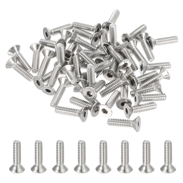 Uxcell Flat Head Socket Cap Screws Stainless Steel Flat Countersunk Bolts Hex Socket Drive Machine Screws Full Thread #10-24 x 3/4 Inch 50