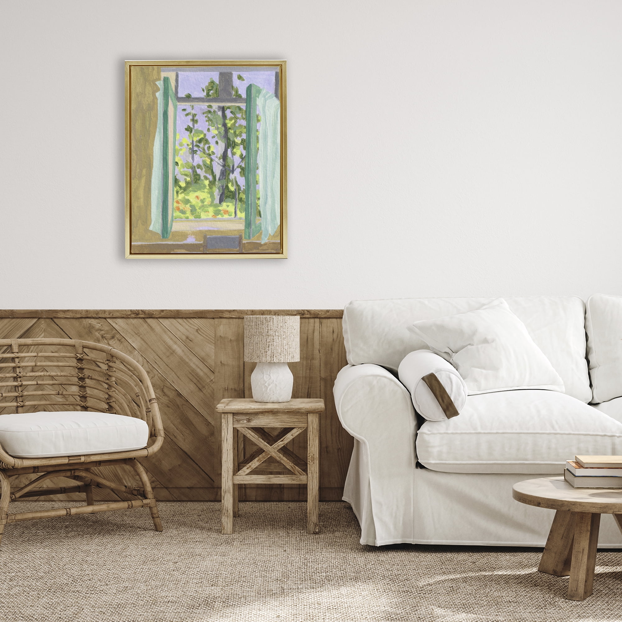 A Seat For Spring Gold Framed Floater Canvas Wall Art, design by Melissa Wang