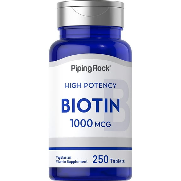 Biotin 1000mcg | 250 Tablets | Vitamin B7 | High Potency Supplement for Men and Women | by Piping Rock