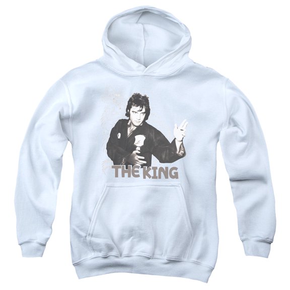 Elvis Presley Fighting King Youth Pullover Hoodie Sweatshirt White