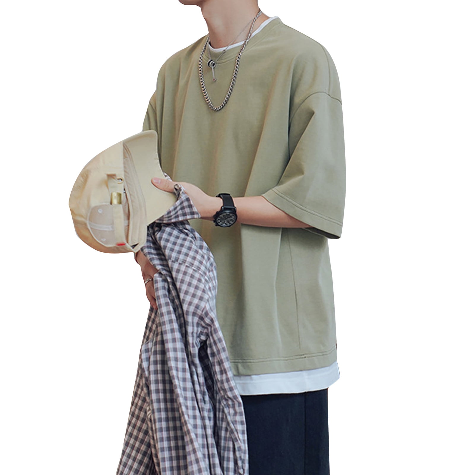 Summer Savings! Zpanxa Mens Oversized T Shirts Short Sleeve