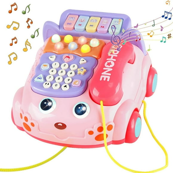 Baby Phone Toy,Baby Toy Phone Cartoon Baby Piano Music Light Toy Children Pretend Phone, Kids Cell Phone Girl with Light Parent-Child Interactive Toy Gift Game Boy Girl Early Education Gift