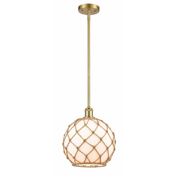 Innovations 516-1S-SG-G121-10RB Large Farmhouse Rope 1 Light Pendant part of the Ballston Collection, Satin Gold