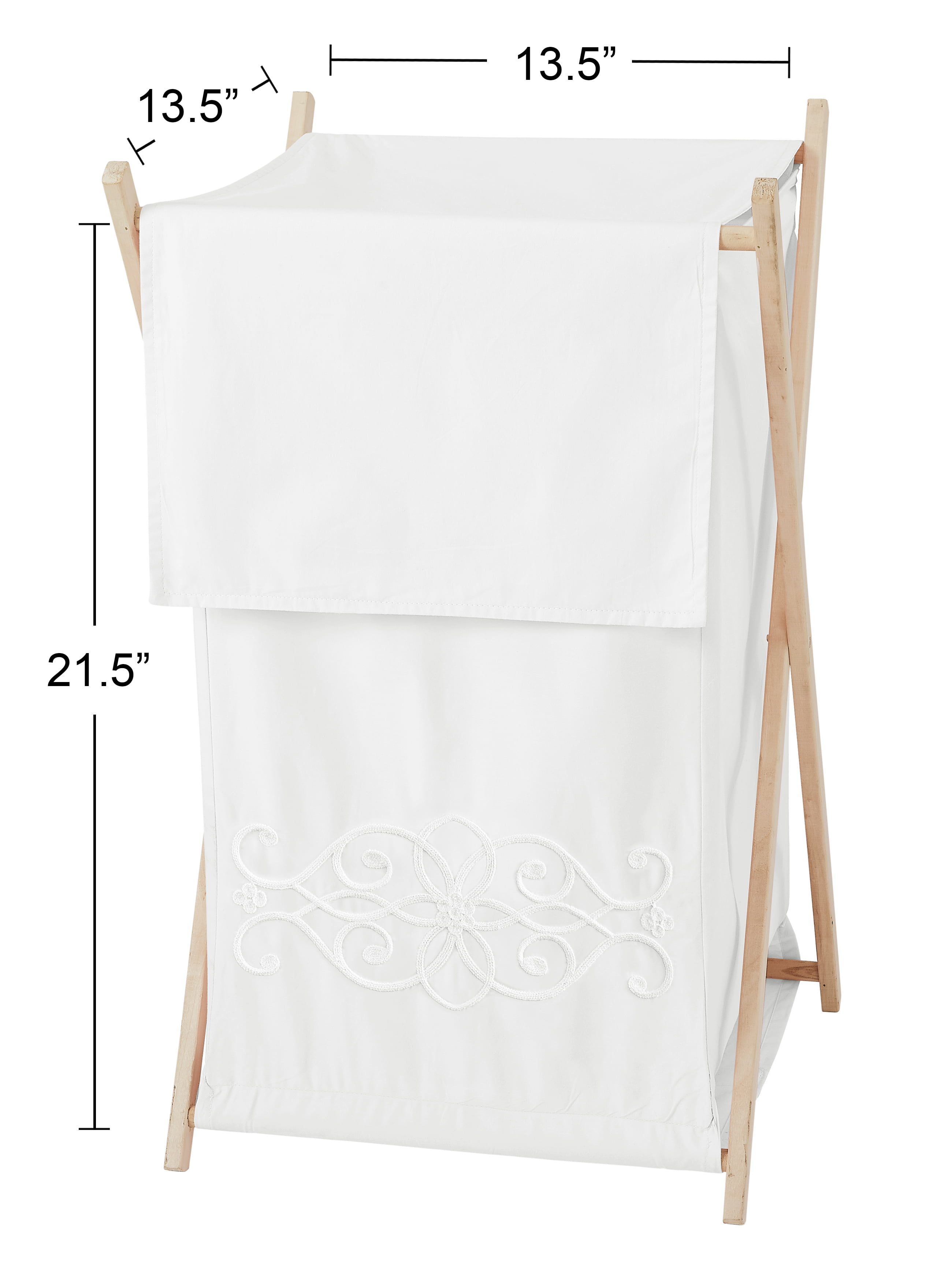 White Boho Bohemian Foldable Fabric Storage Bins - Solid Color