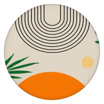 Elastic Hem Boho Tablecloth Waterproof Oxford Fabric Fits 45-52” Table, Perfect for Kitchen Decor, Balcony Meals, and Weekend Use