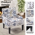 thumbnail image 3 of Bonzy Home Modern Floral Print Accent Chair with Arms and Wooden Legs, Mid‑Century High‑Back Wing Chair with Padded Armrests & Cushioned Seat for Living Room, Blue Yellow Floral, 3 of 6