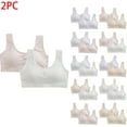 thumbnail image 6 of Xfvqtps 2PCS Girls Sports Bras with Padded Fixed Cup Seamless Cotton Mesh Breathable Comfortable Solid Color Training Bra for Teen Flower Shaped Button Decor Girls Bras for 10-16 Years Beige+Beige, 6 of 6