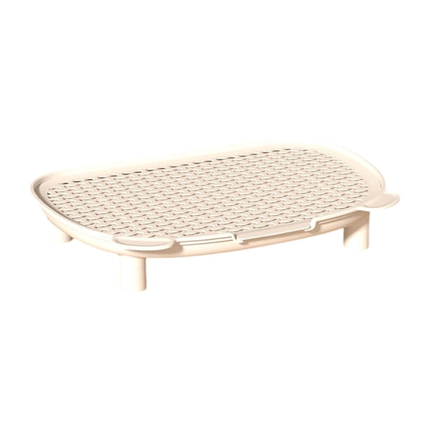 Esterilla para arena de gatos de doble capa con pedal para interiores, fácil de limpiar. blanco