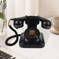 thumbnail image 1 of Teléfono con cable Botón de teléfono fijo Dial dial de reducción de ruido negro Teléfono de diseño retro Teléfono para el escritorio de oficina, 1 of 9